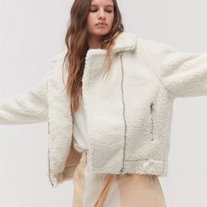 UO Clara teddy moto jacket